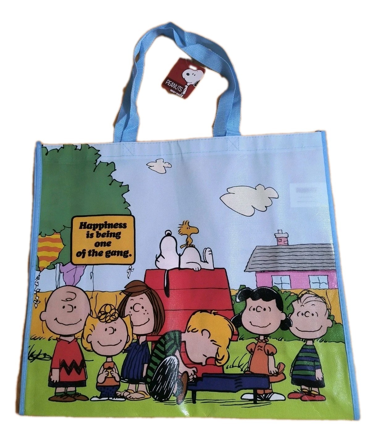 Peanuts Charlie Brown & Gang Reusable Blue Jumbo Shopping Gift Bag with Handle🆕