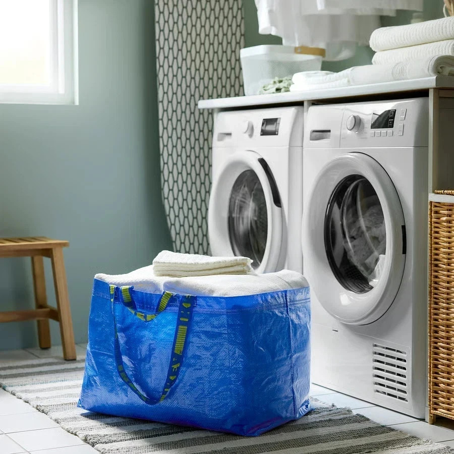 IKEA Frakta Large Size Shopping Bag Blue Sturdy Laundry Grocery Durable-19Gal
