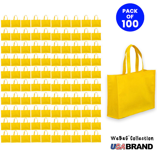 Non-Woven Shopping Bags Reusable Gift & Promotional Bag Wholesale 100pack Yellow