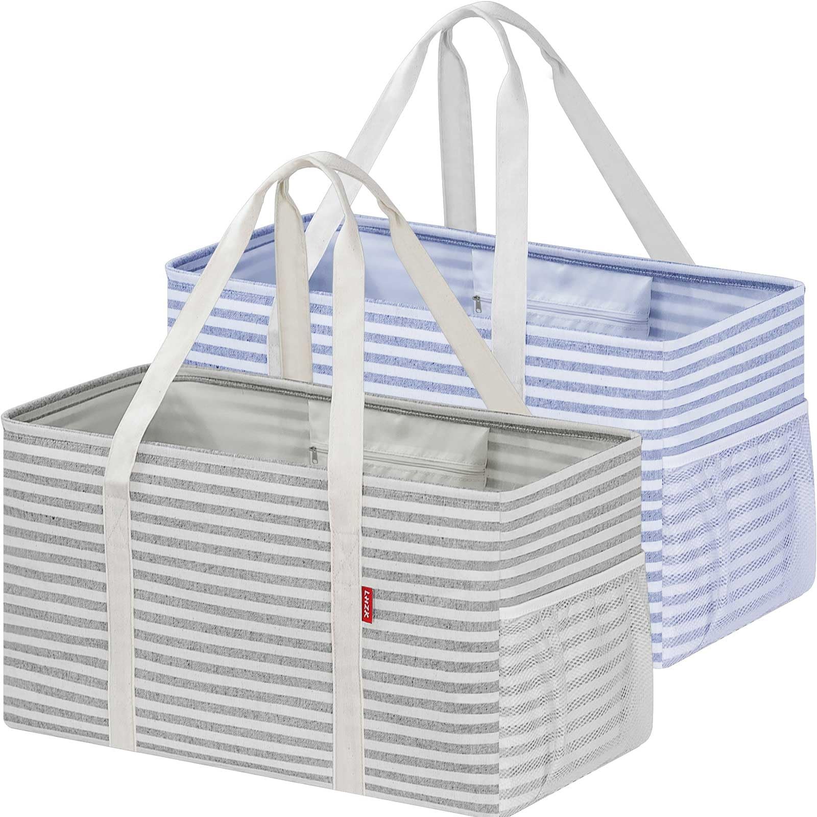 Standing Extra Large Utility Tote Bag 2 Pack, Reusable Grocery Bags with Meta…