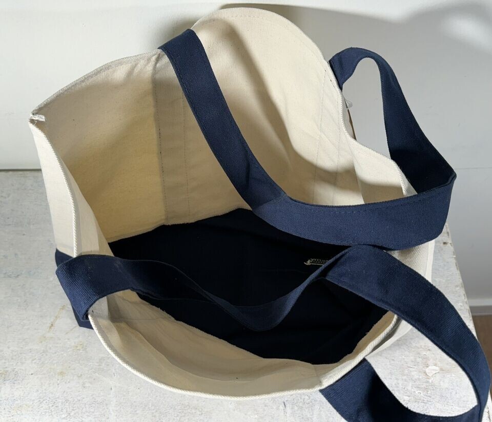 Trader Joe’s Bag Canvas Reusable Heavy Cotton Basic Style Shopping Navy Large