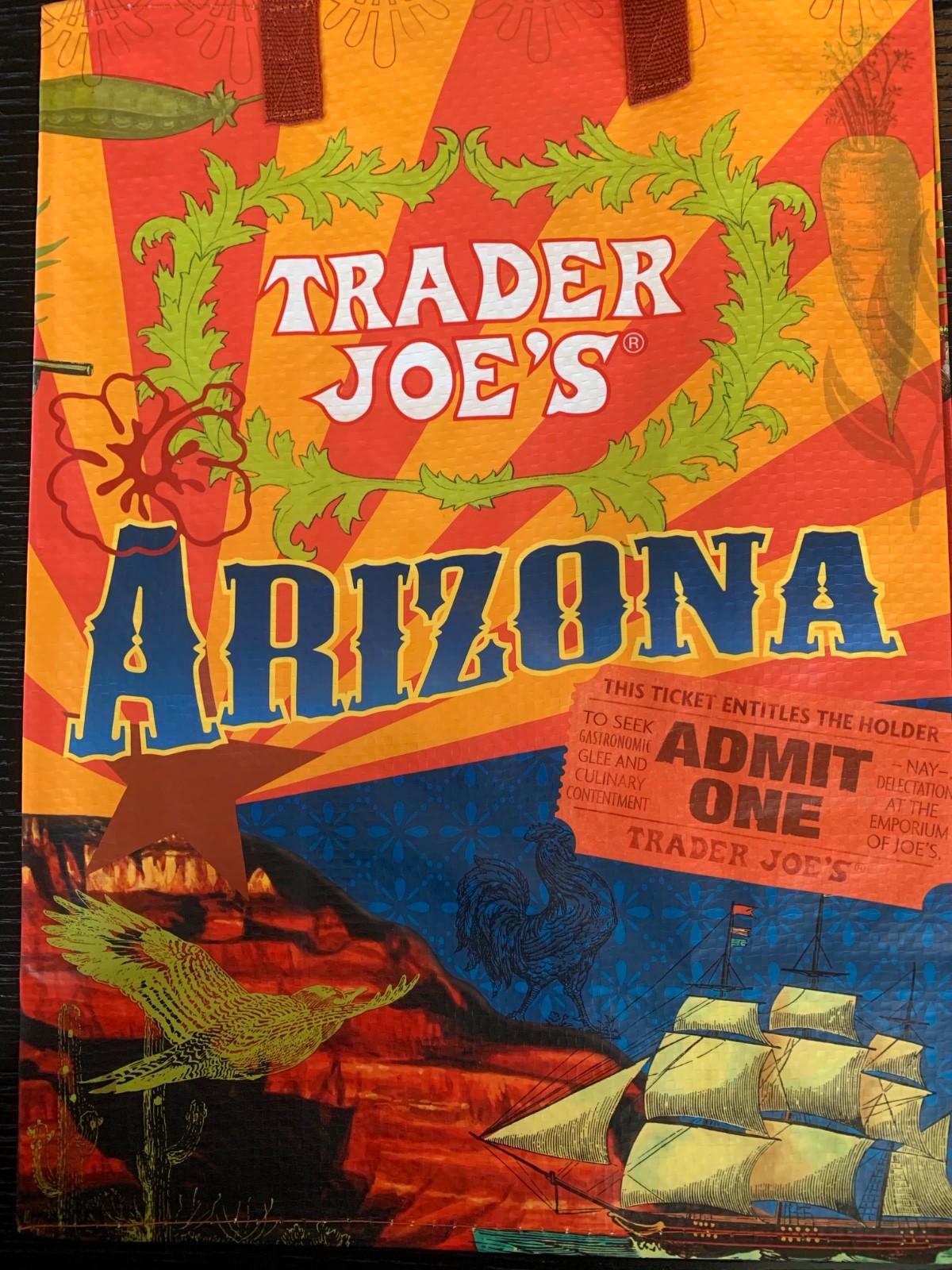 Trader Joe’s BAG RETIRED ARIZONA reusable Shopping grocery ECO Go Green NWT
