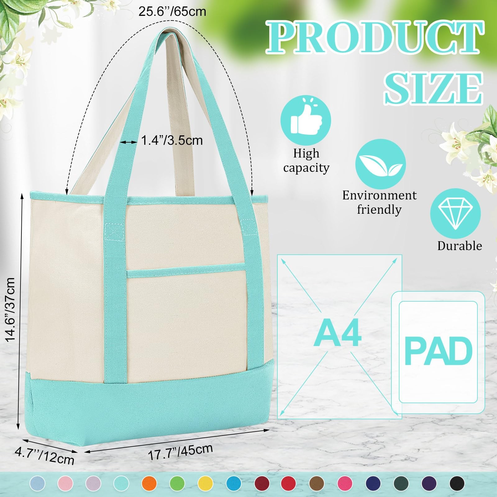 Sanwuta 16 Pack Polyester Canvas Tote Bags Bulk with Outer Pocket Extra Large…
