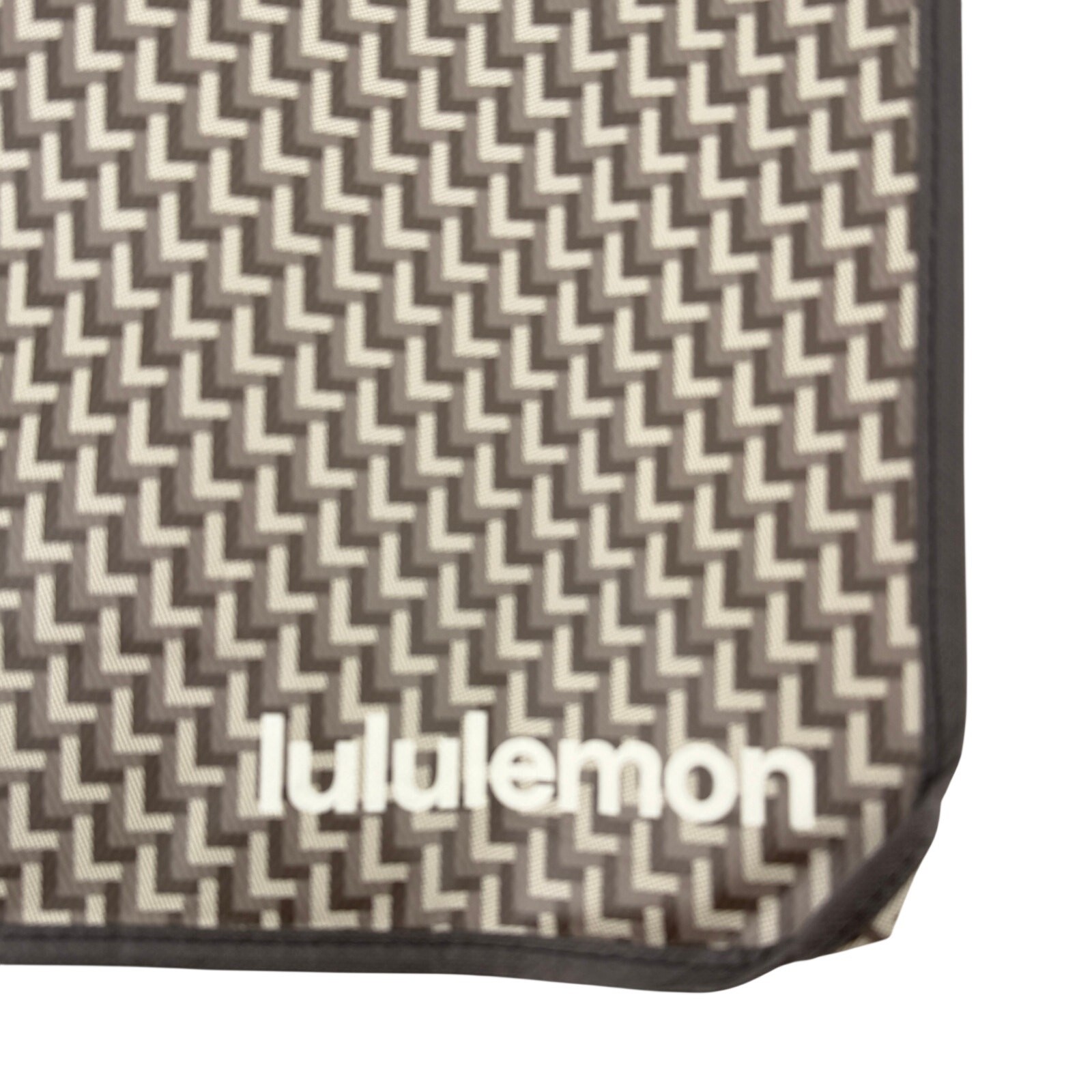 Lululemon Brown Monogram Reusable Shopping Tote Bag 15 X 14 Snap