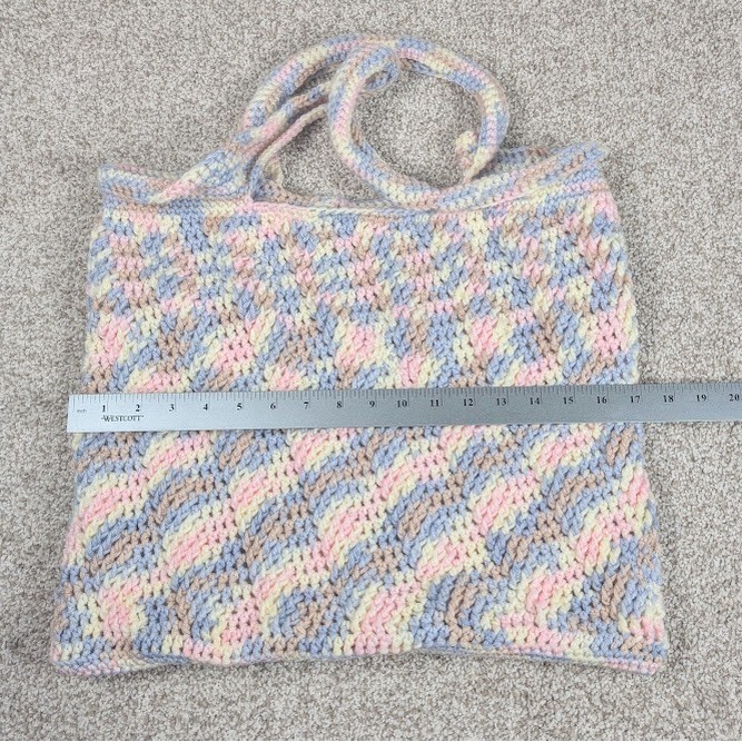 Crochet Tote Bag Pastel Colors Handmade Knit Shoulder Bag Cute Purse