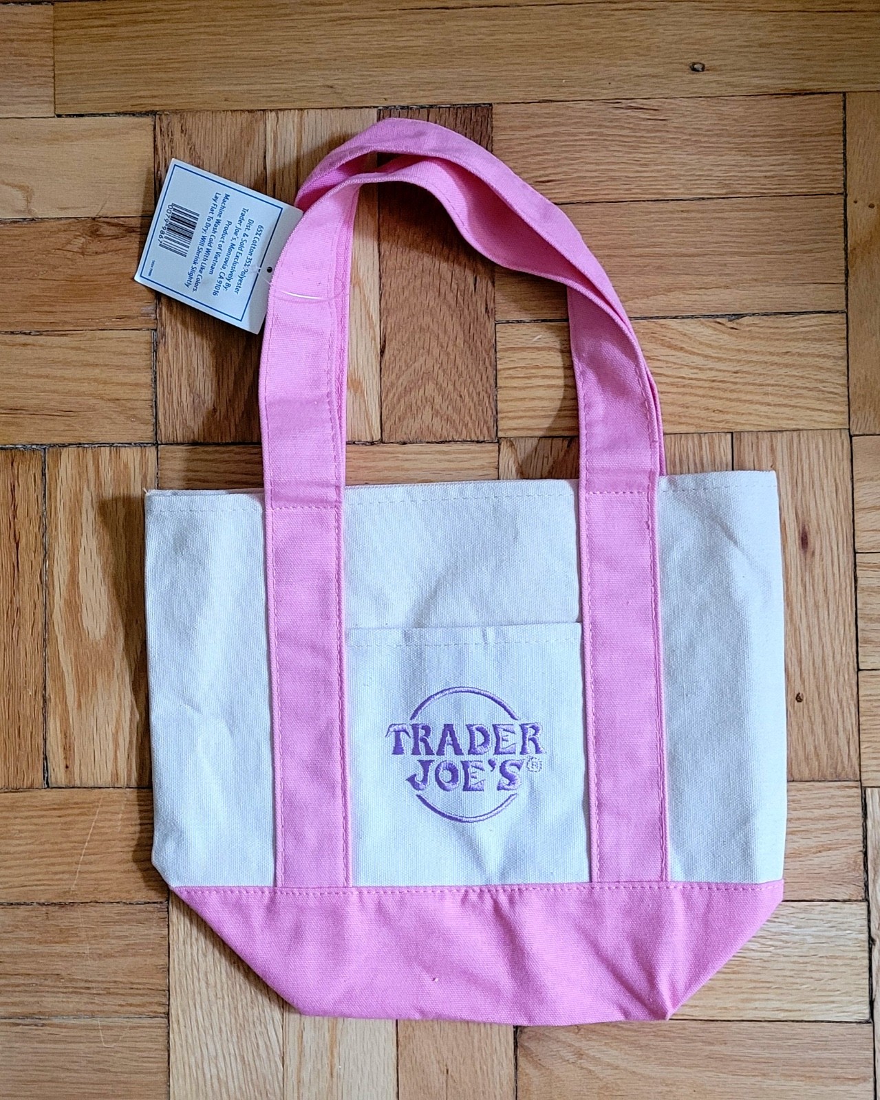 Trader Joes Pastel Mini Canvas Totes Collection, Lavender Canvas Tote, Set of 5