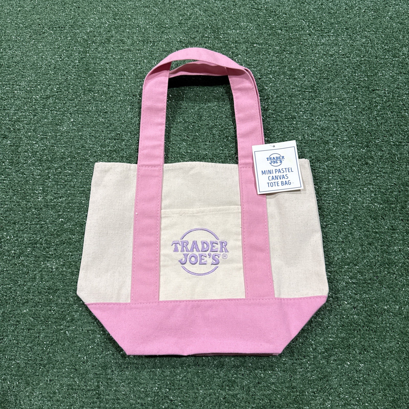 New Release Trader Joe’s Mini Canvas Spring Drop Pastel Pink Tote Bag