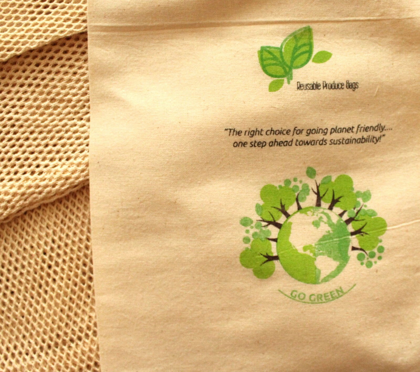 Mesh & Cotton Produce 11 Grocery Bags Organic Go Green 8X10-15X17 Drawstring NEW