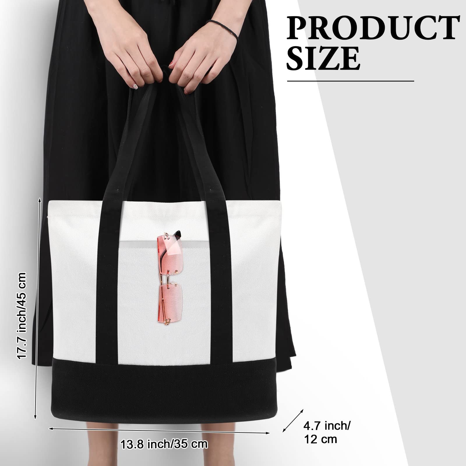 10 Pack Large Canvas Tote Bag Bulk, Reusable Natural Plain Cotton Tote for DI…