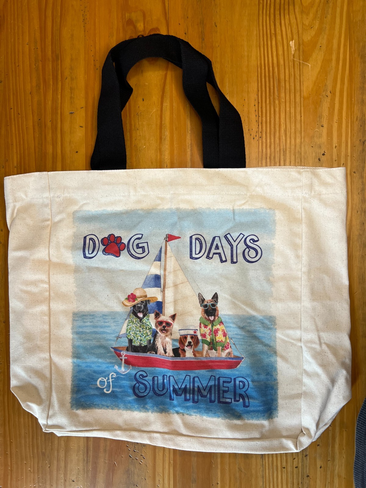 CANVAS CLASSIC REUSABLE BAG ( DOG DAYS OF SUMMER) 16 X 18 GREAT FOR DOG LOVERS