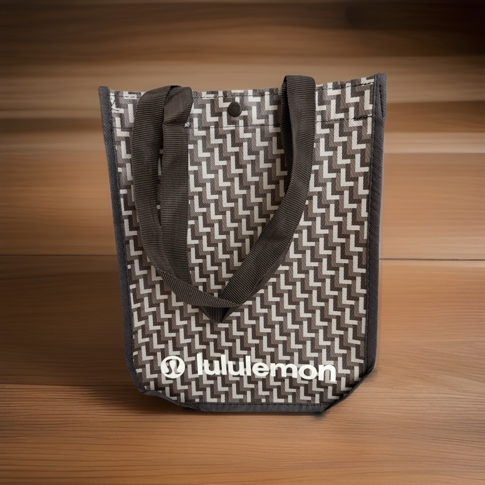 Lululemon Small Reusable Shopping Tote Lunch Bag Goyardine 🤎 Brown Black *NEW!*