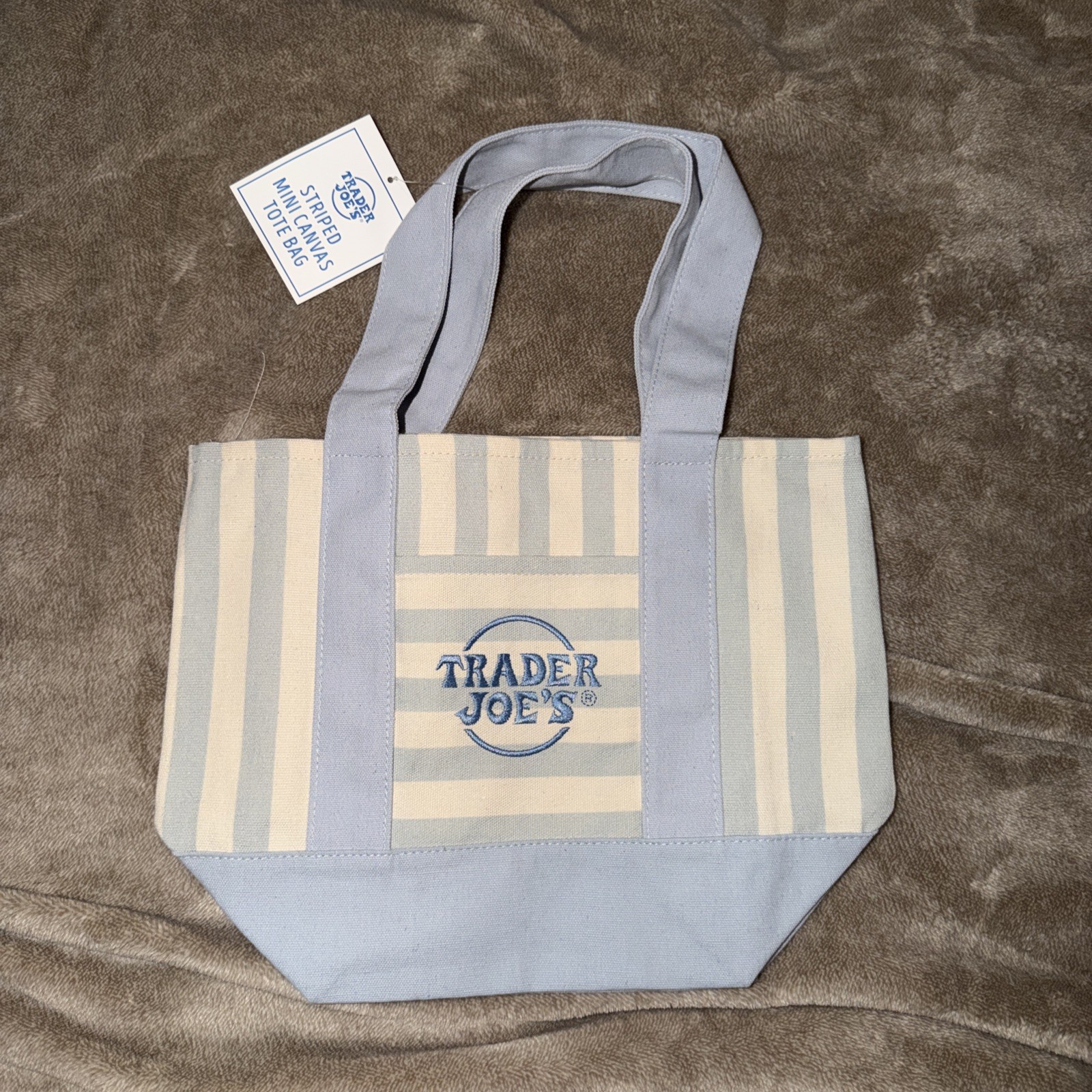 Trader Joe’s Mini Pastel Stripe Canvas Tote Bag Limited Edition Set Of 4