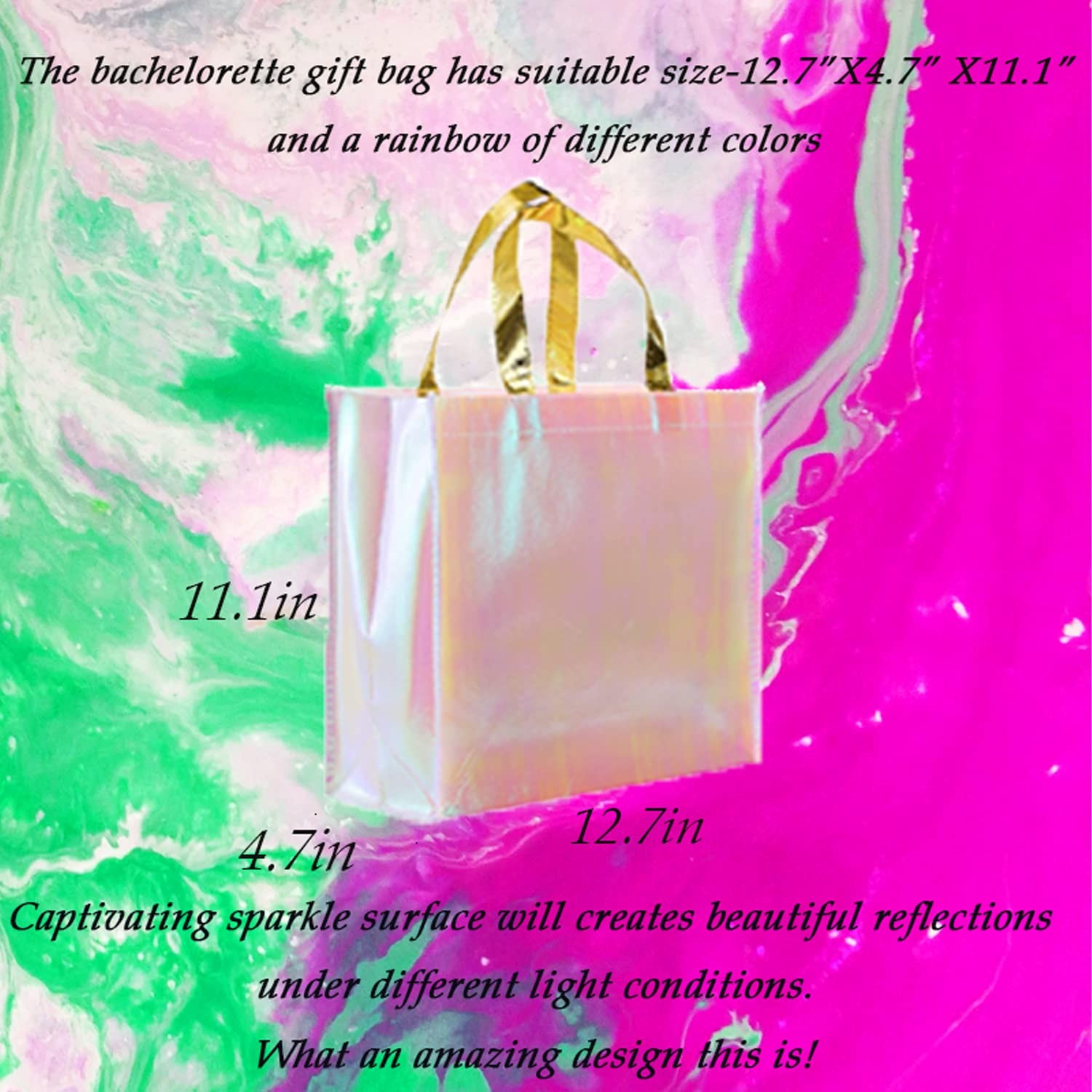 Set of 24 Iridescent Glossy Reusable Grocery Bags Reusable Bags with Handles …