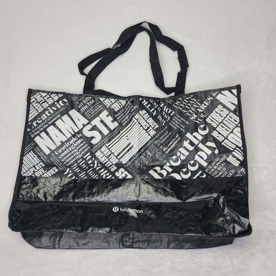 Lululemon Athletica Black White Reusable Shopping Tote Bag Manifesto