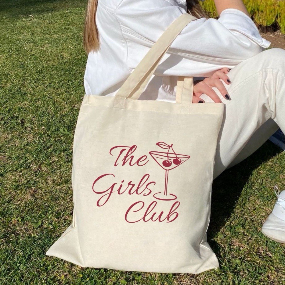 The Girls Club Canvas Tote Bag | Minimalist Martini Design