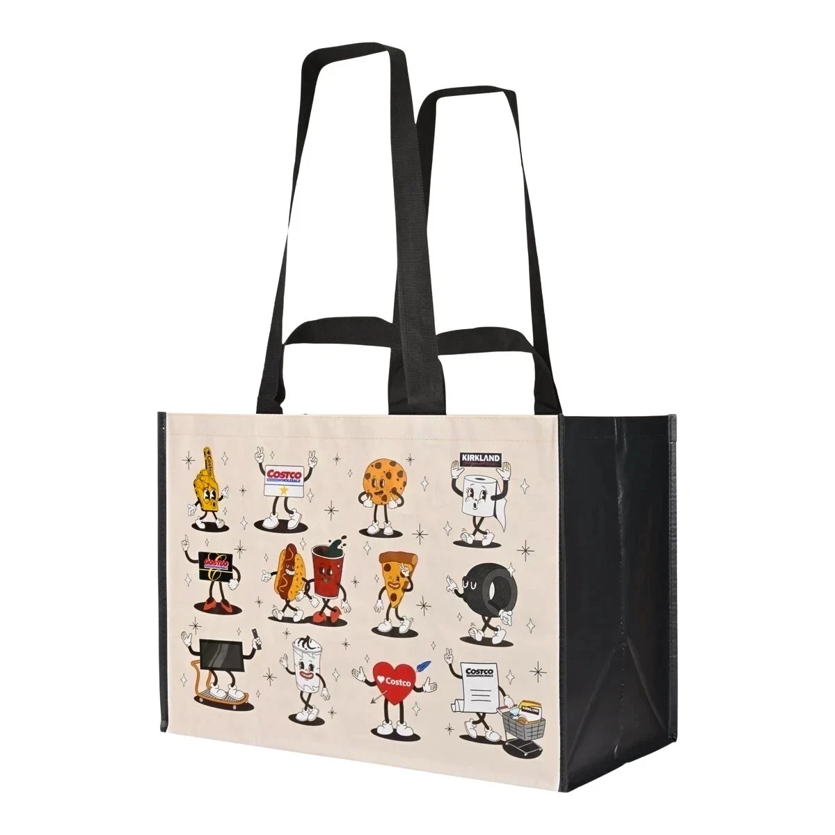 Costco Cartoon Highlights Reusable Shopping Tote Bag Heavy Duty Single Bag