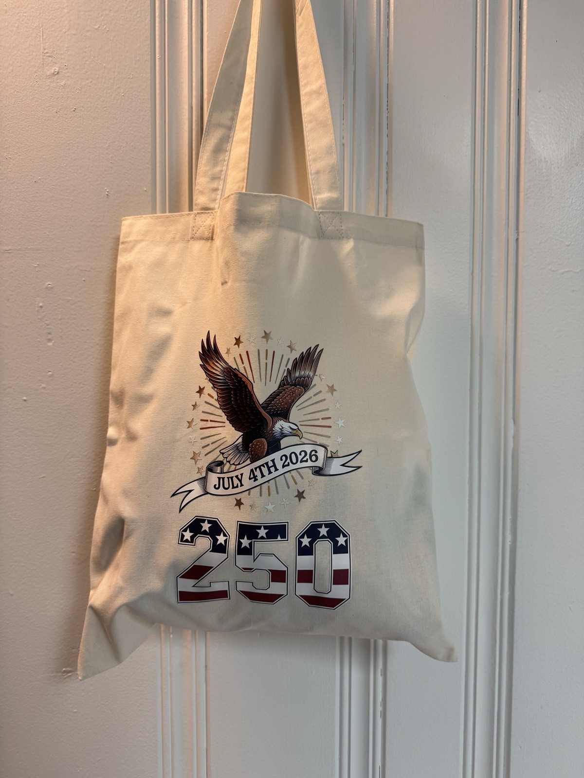 New Reusable CANVAS TOTE BAG 250th Anniversary USA Graphic Grocery Bag