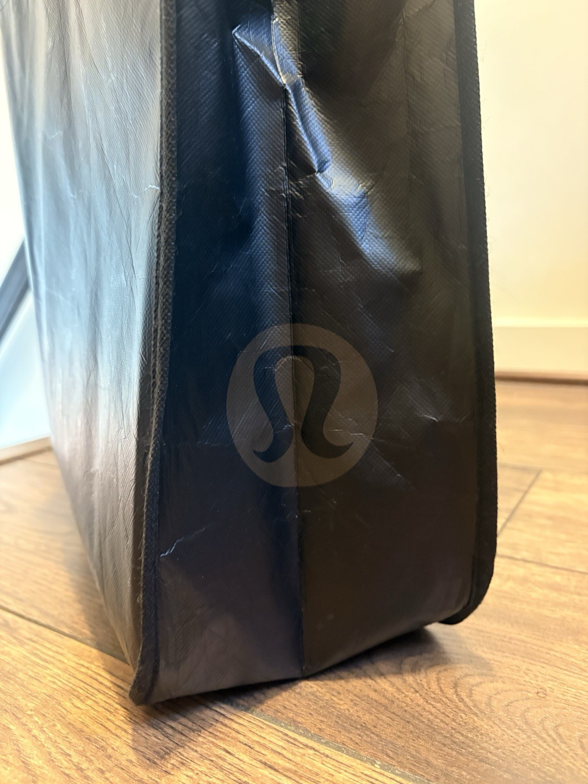 lululemon Black Large Reusable Tote Bag Plastic/Cotton 20x8x18 in