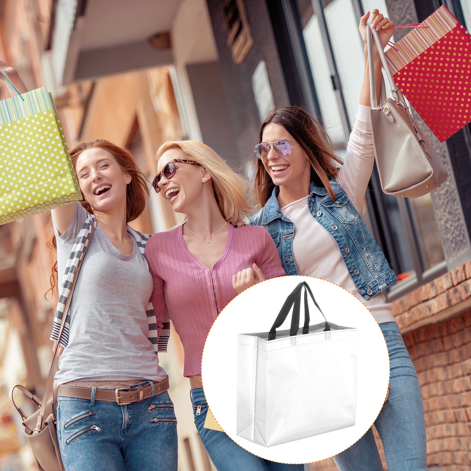 24Pcs Reusable Gift Bags with Handles 10.6 x 13 Inch Silver