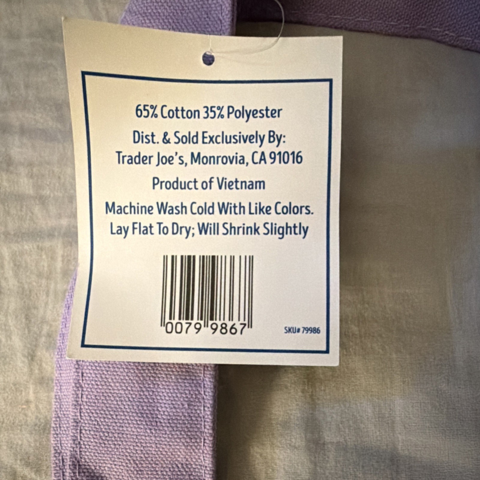 Trader Joe’s Mini Pastel Canvas Tote Bag 6-Pack Foldable Cotton Polyester Small