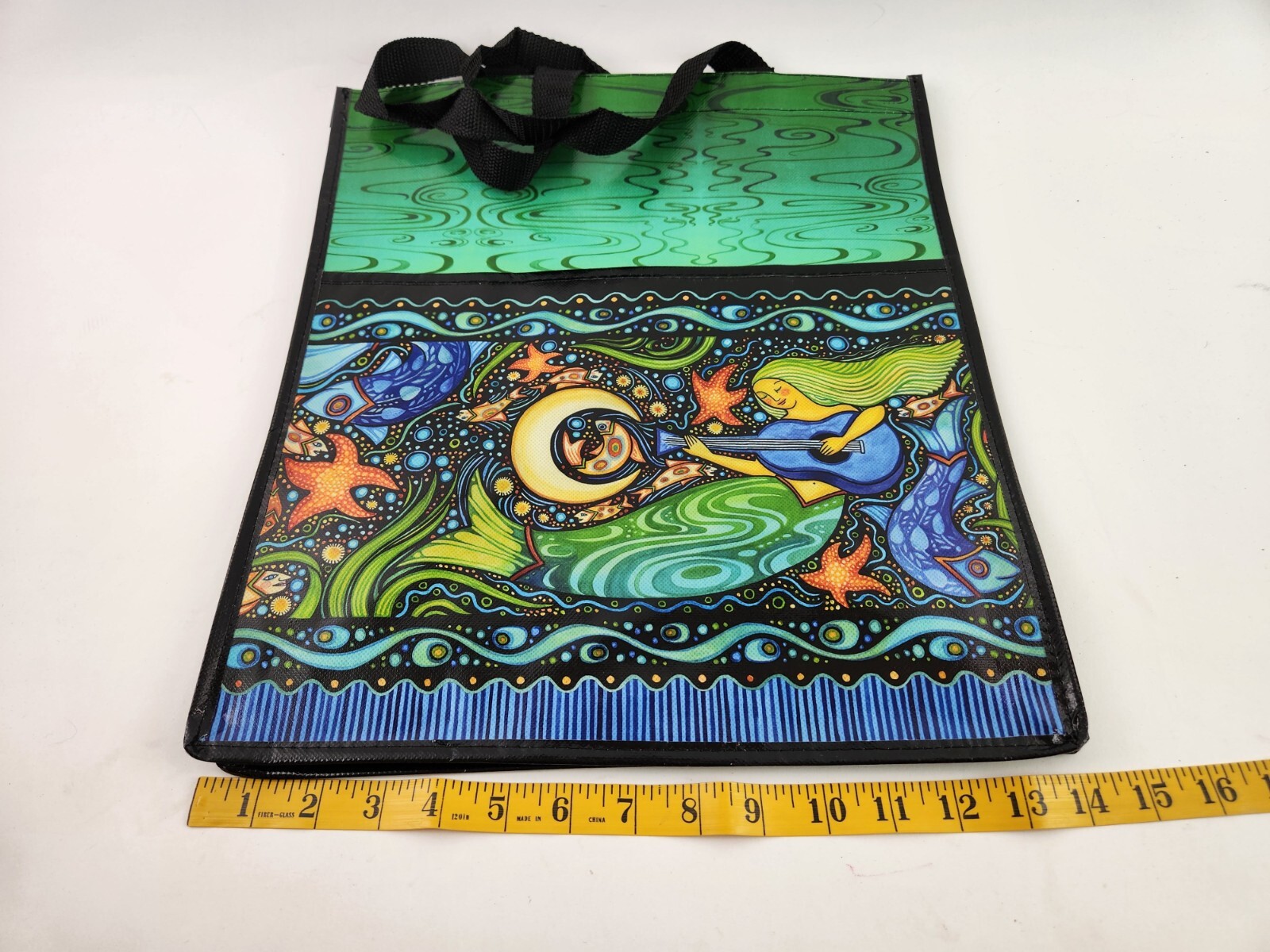 Oceanica Julie Paschkis Shopping Tote Reusable Folk Art Mermaid Octopus 14″x16″