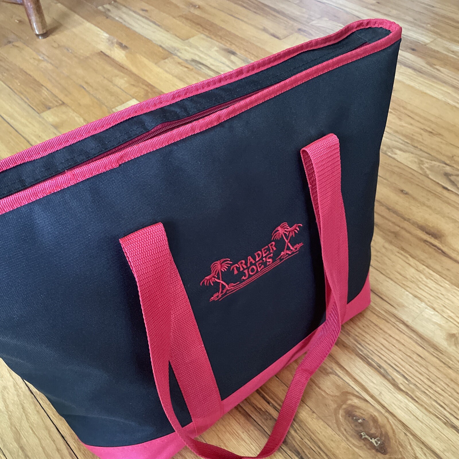 Trader Joe’s Black Red Insulated Large Cooler Tote Reusable Shopping Bag