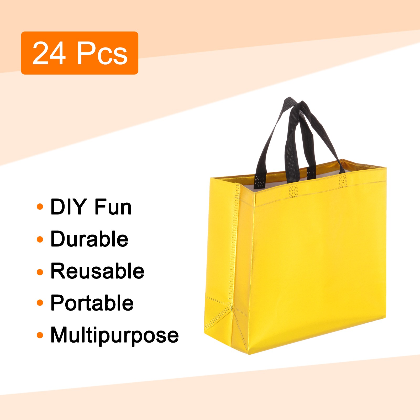 24Pcs Reusable Gift Bags with Handles 10.6 x 13 Inch Gold