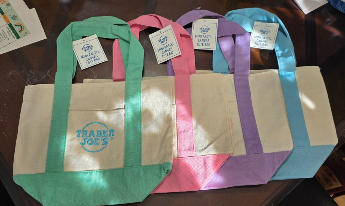 Brand new Trader Joe’s mini pastel reusable tote bag in Green