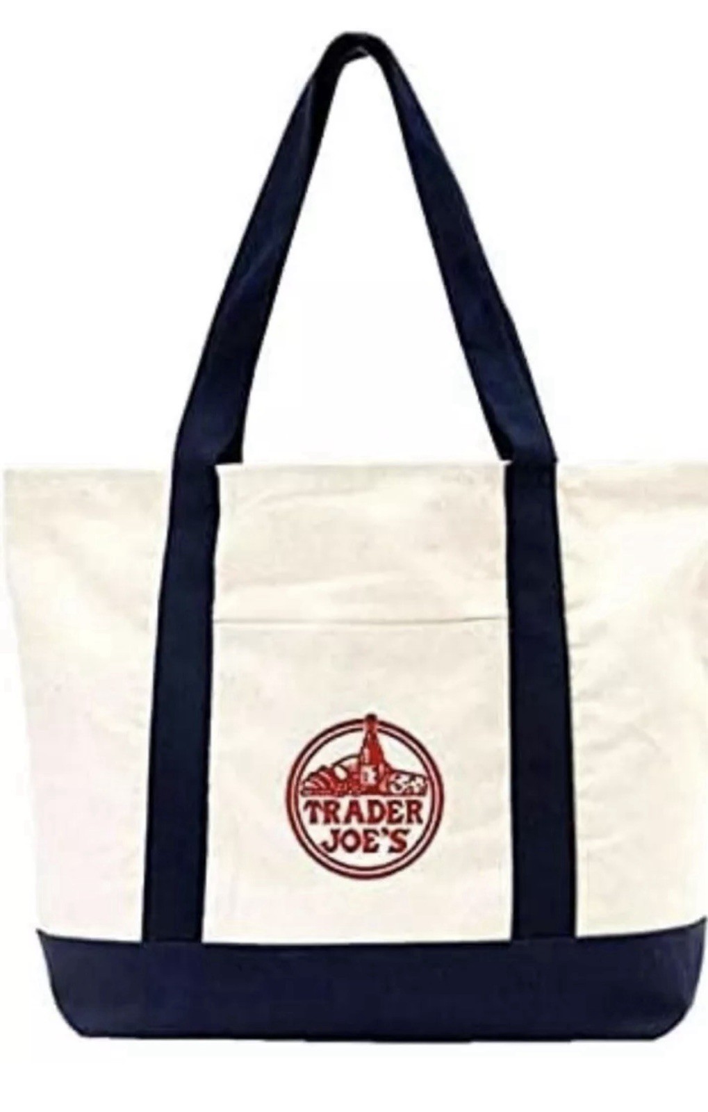 Trader Joe’s Bag Canvas Reusable Heavy Cotton Basic Style Shopping Navy Large