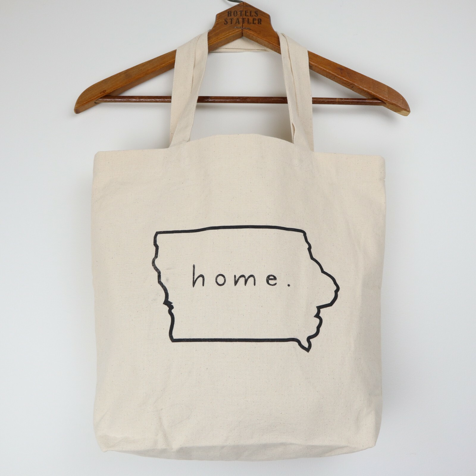 Iowa Tote Bag Canvas Shopper Home State Outline Print Shoulder Reusable Grocery