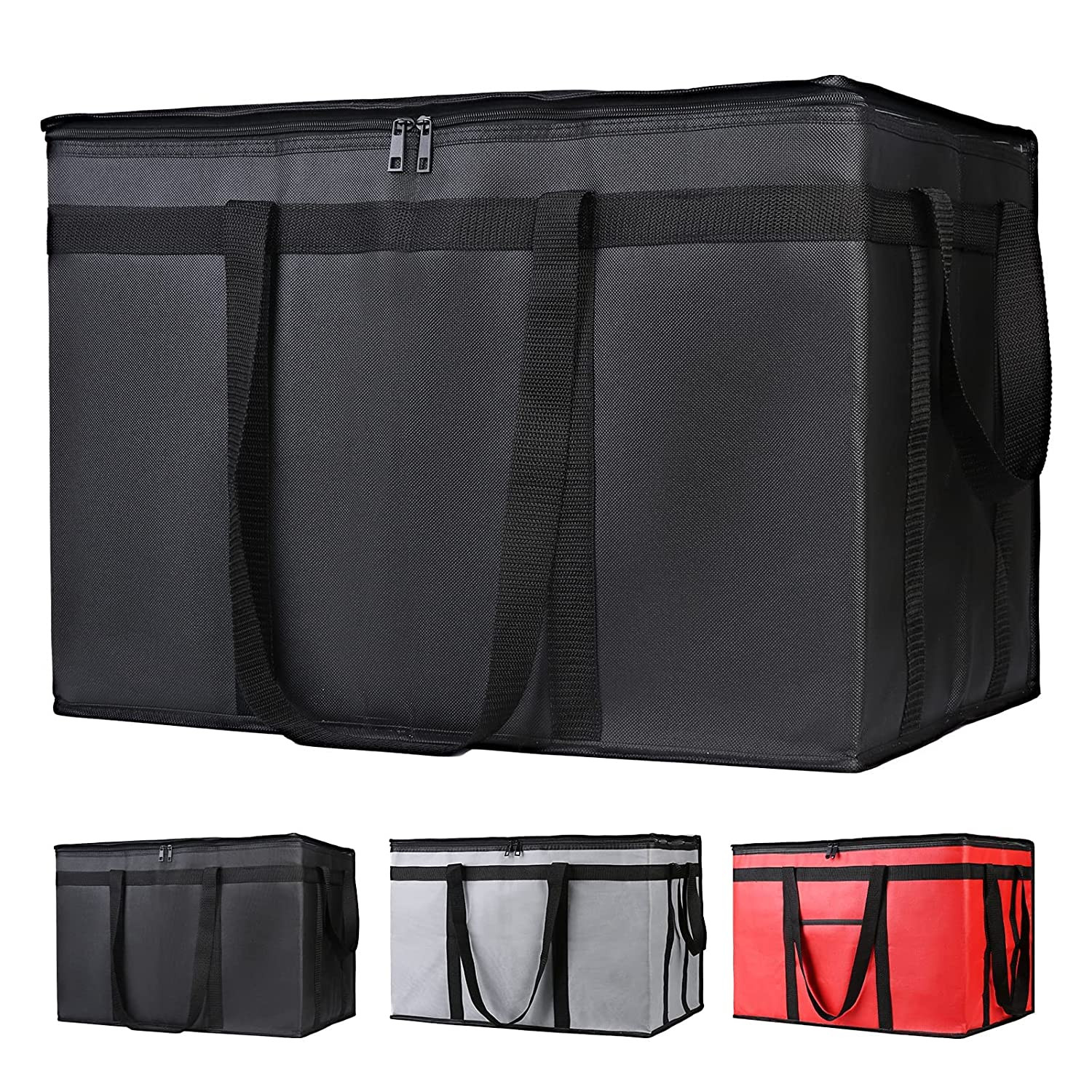 XXXL Insulated Grocery Cooler Tote Bag 22X14X13, Black, 1-Pack