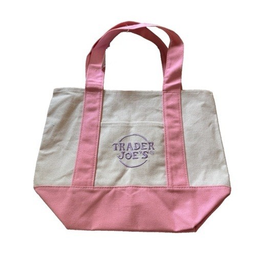 Trader Joe’s 2025 Pastel Mini Canvas Reusable Tote Bag, Delicate Pink