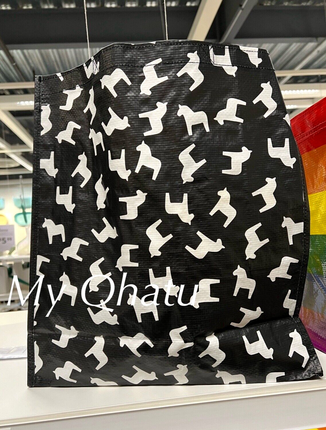 Ikea Hasthage Shopping Bag, Dala Horse Black White 15x6x16 ½ “, NEW