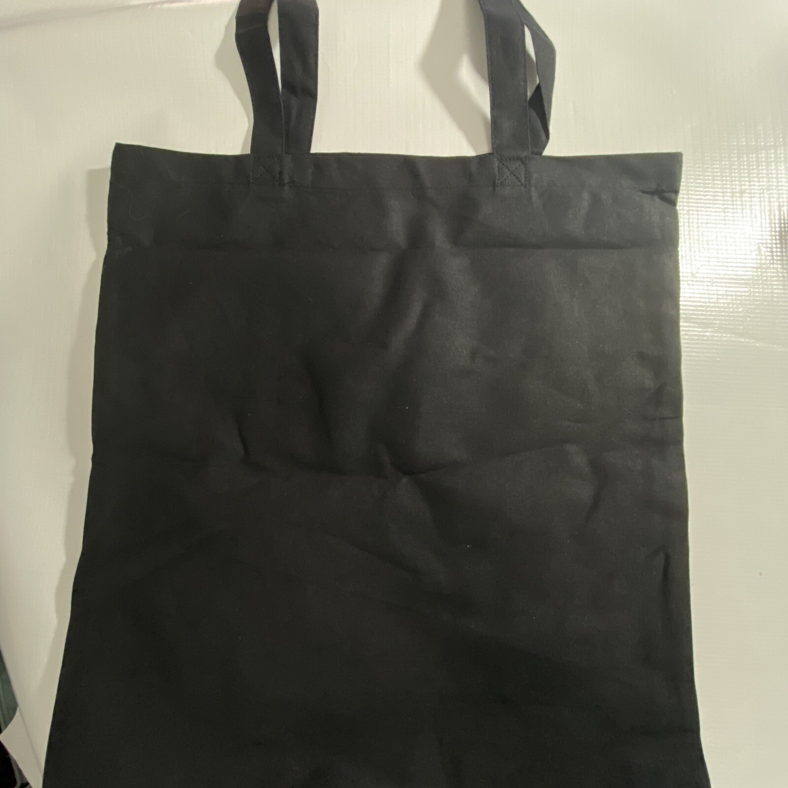 Tote Bag Reusable Shopping 6 Pk Fabric Black Plain 15×14 Craft Lightweight