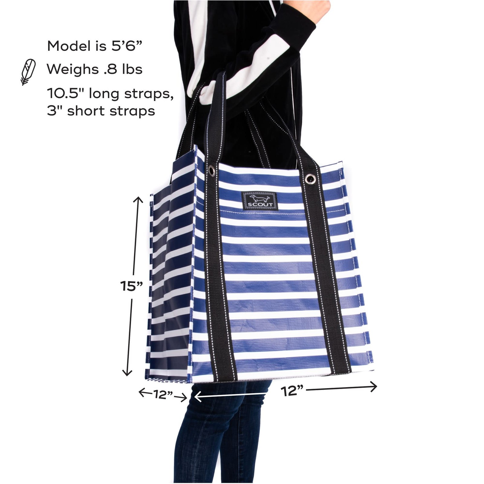 Bagette Market Tote, Large Reusable Grocery Bag with Burst-Proof Bottom
