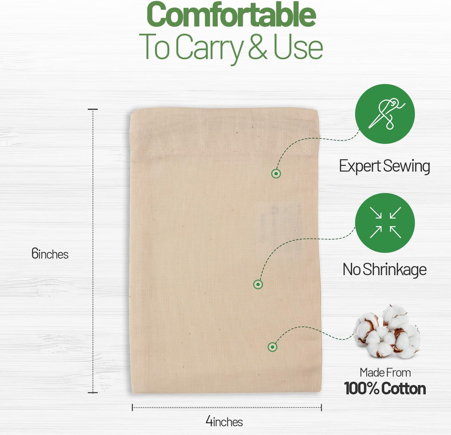 24 Pack Organic Cotton Muslin Bags | 4X6″ | Reusable Small Cloth Bag