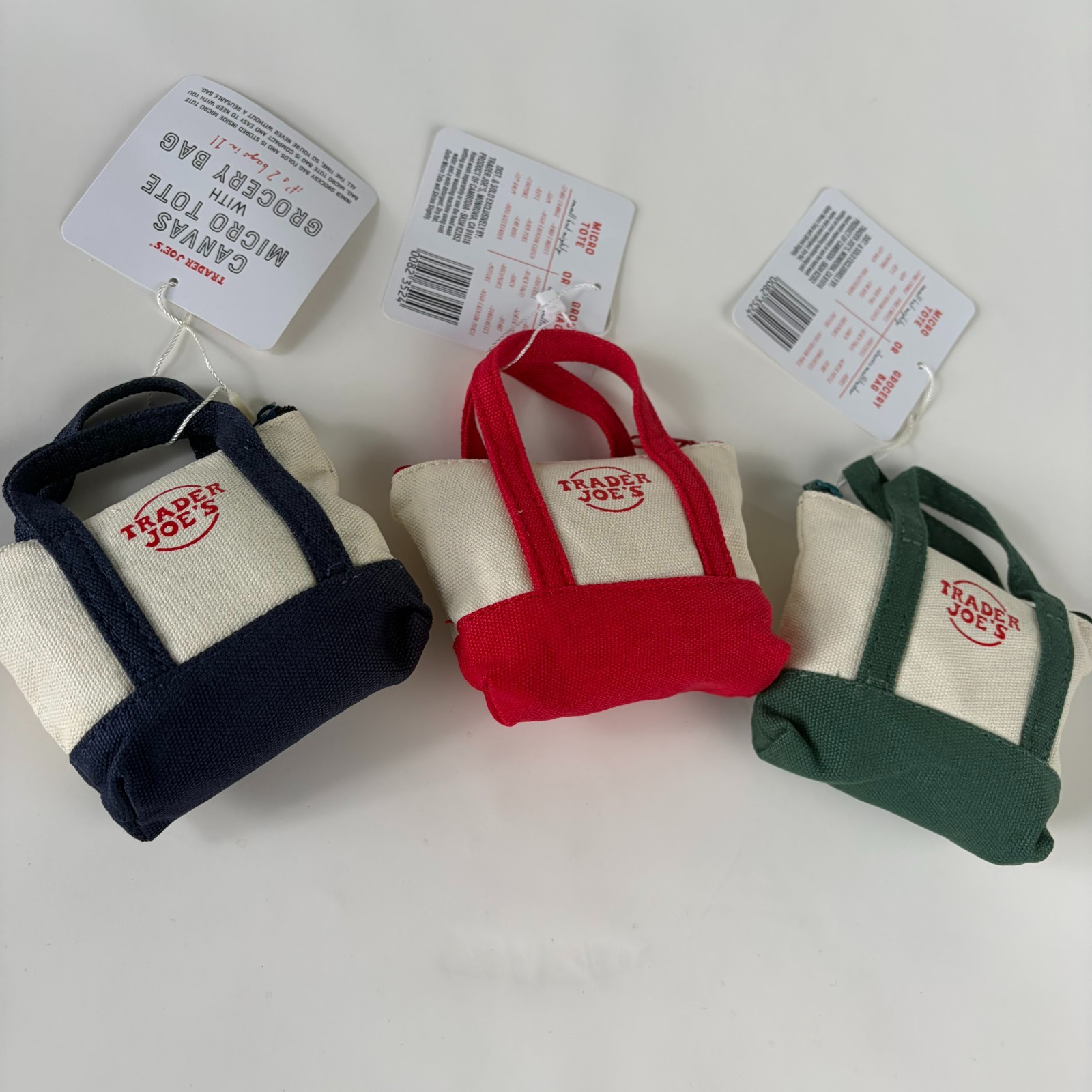 Set of 3 Trader Joe’s Canvas Micro Tote With Storage Bag 2025 Christmas Limited