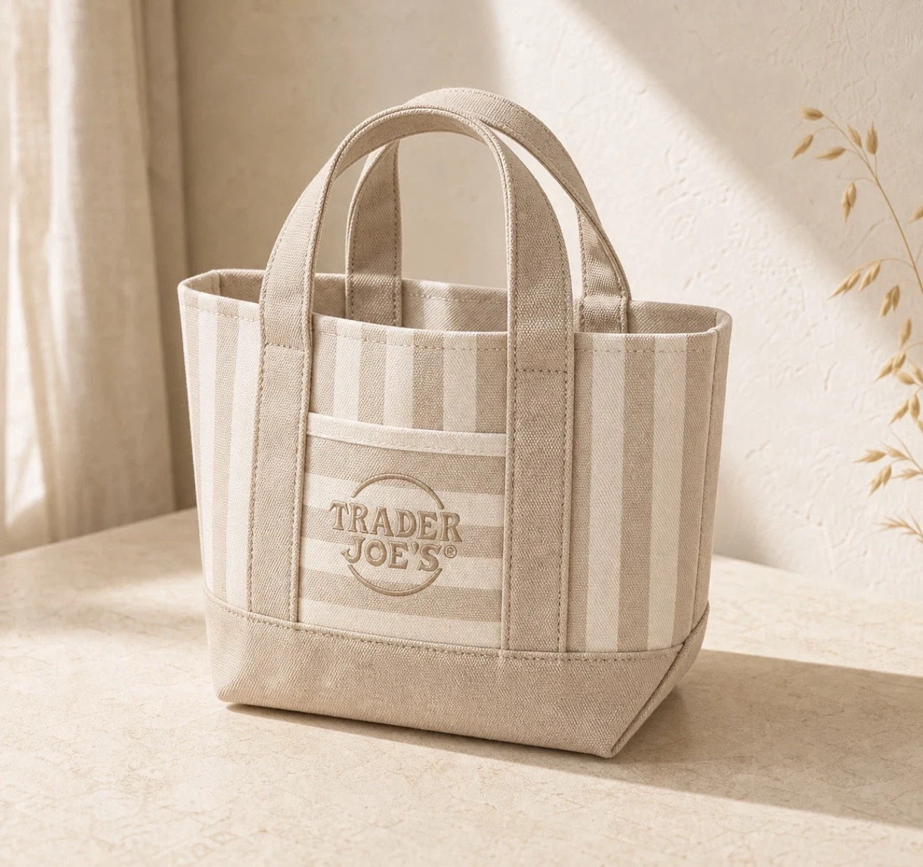 Trader Joe’s Mini Pastel Stripe Canvas Tote Bag Limited Edition Set Of 4 2026