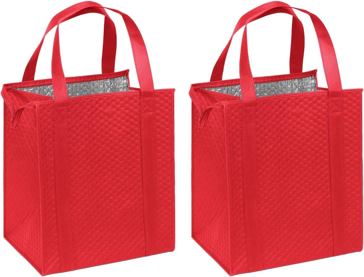 Thermal Insulation Shopping Bag – Large Size, Stylish Red Design, 2 Pack