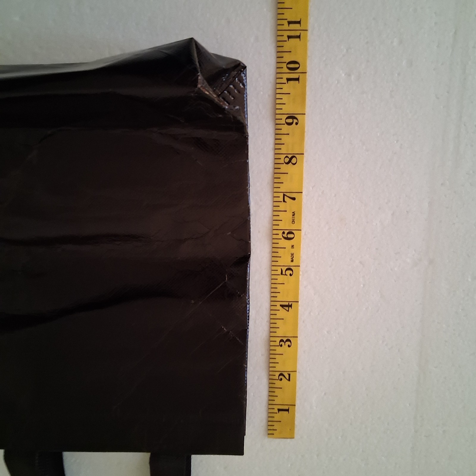 Glossy Black Reusable Tote Laminated Shopping / Gift Bag Chic Wet Look Gusseted