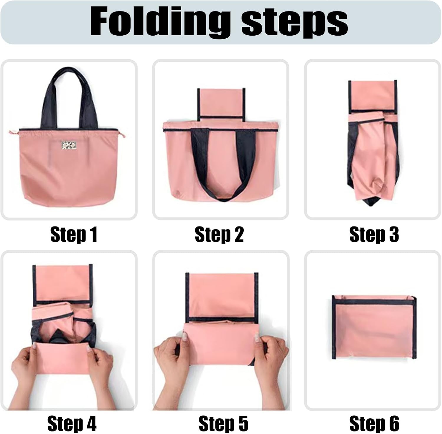 4 PC Foldable Reusable Shopping Bag 210D Nylon Waterproof Travel Grocery Tote W/