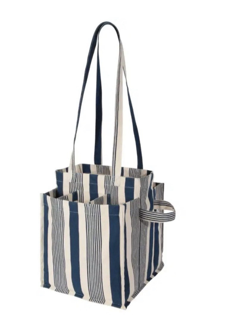Now Designs Blue & White Striped Reusable Tote Bag Medium 11.5x13x14 in