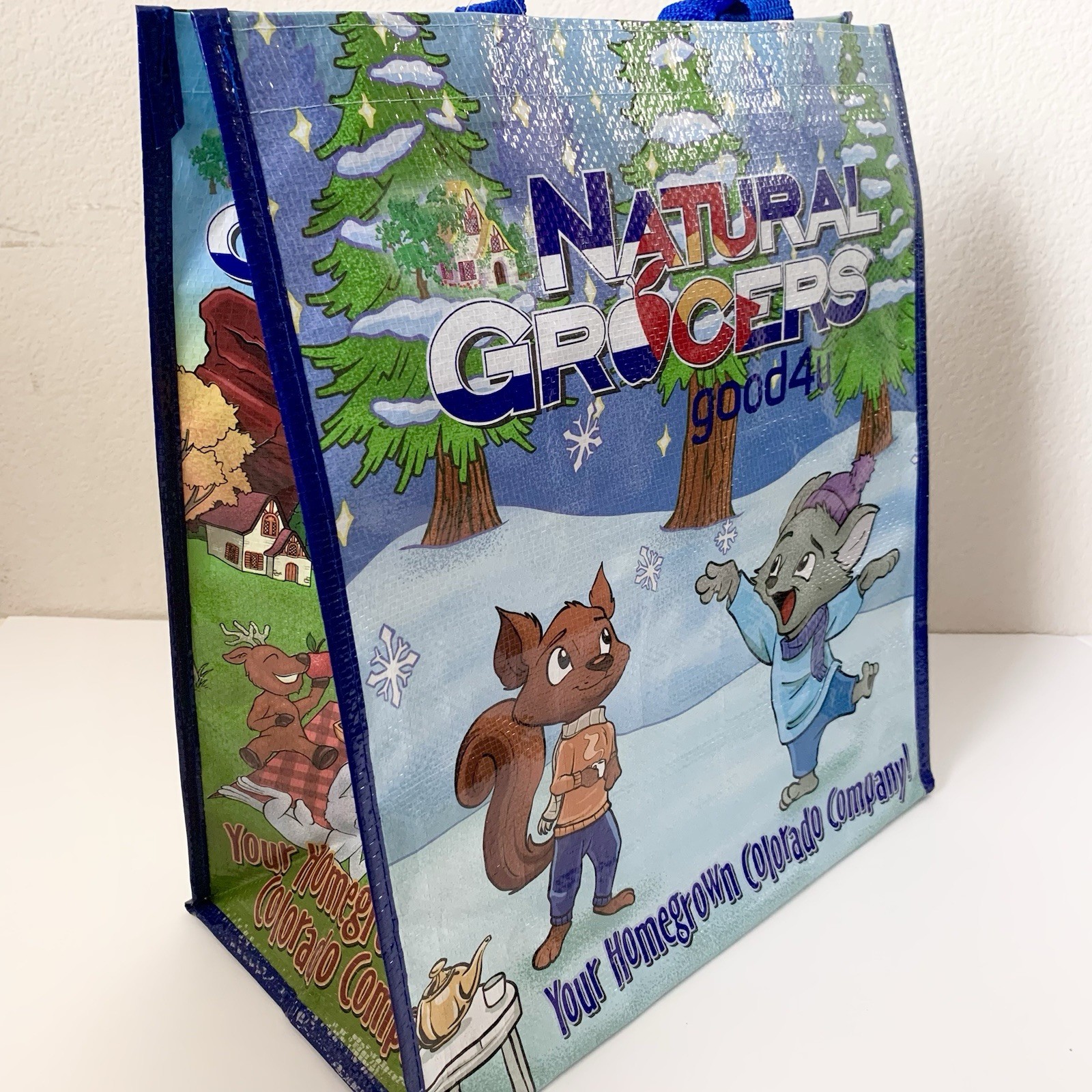 Natural Grocers 4 seasons graphic Reusable Tote Heavy Duty Holds 50 lbs colorado