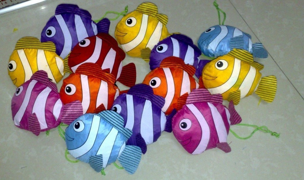10 PCS Fish Cute Portable Shopping Bag Foldable Grocery Handle Tote Handbag