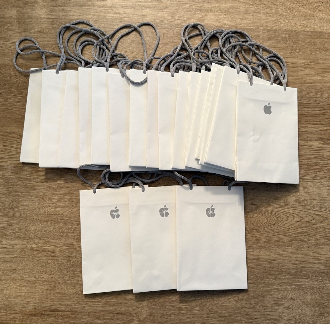 Apple Shopping Bag – Rope Handle White – Small (6 x 9 x 3 inches)