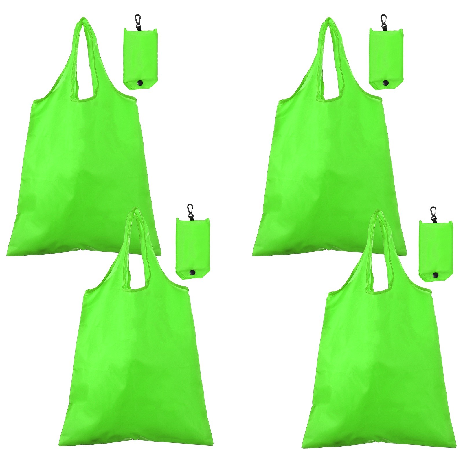 4 Pack Foldable Travel Bag with Handles Shopping Tote Pouch Light Green