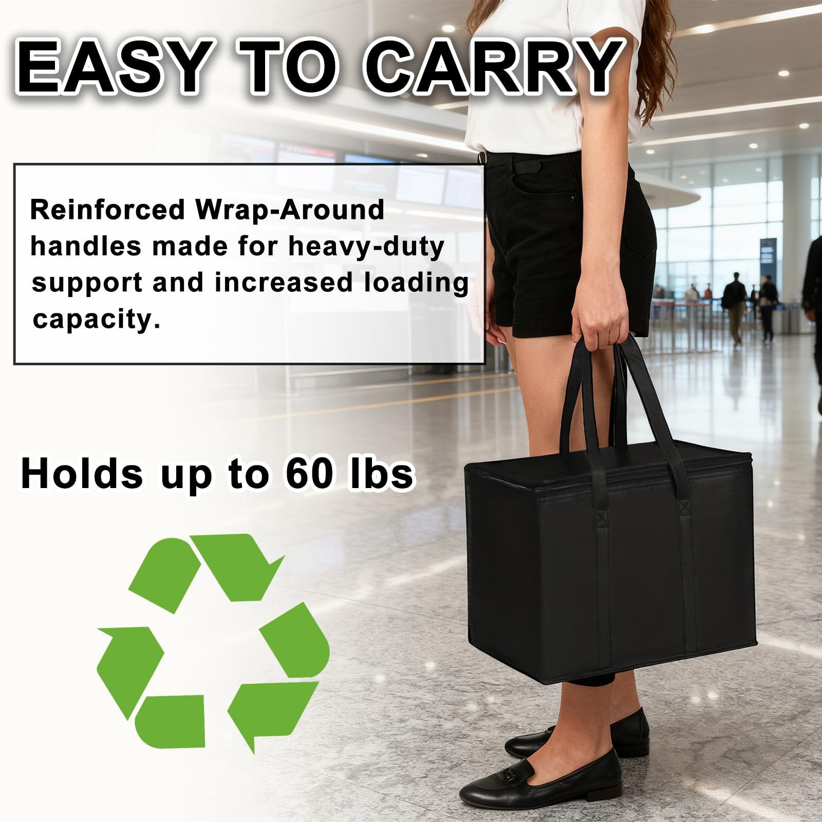 4 Pack Insulated Reusable Grocery Shopping Bags with zippered top,Food Delive…