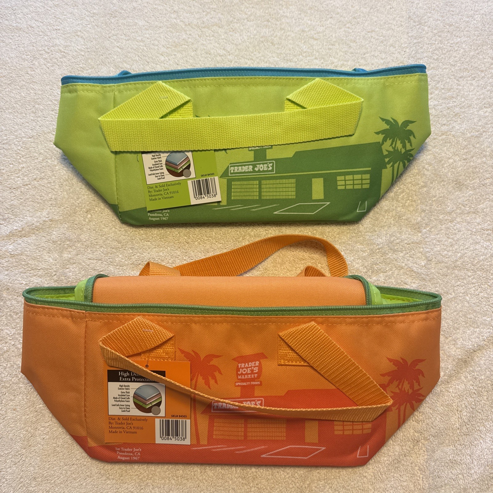 Trader Joe’s 2026 Mini Insulated Summer Mini Tote Cooler Bag Green Orange