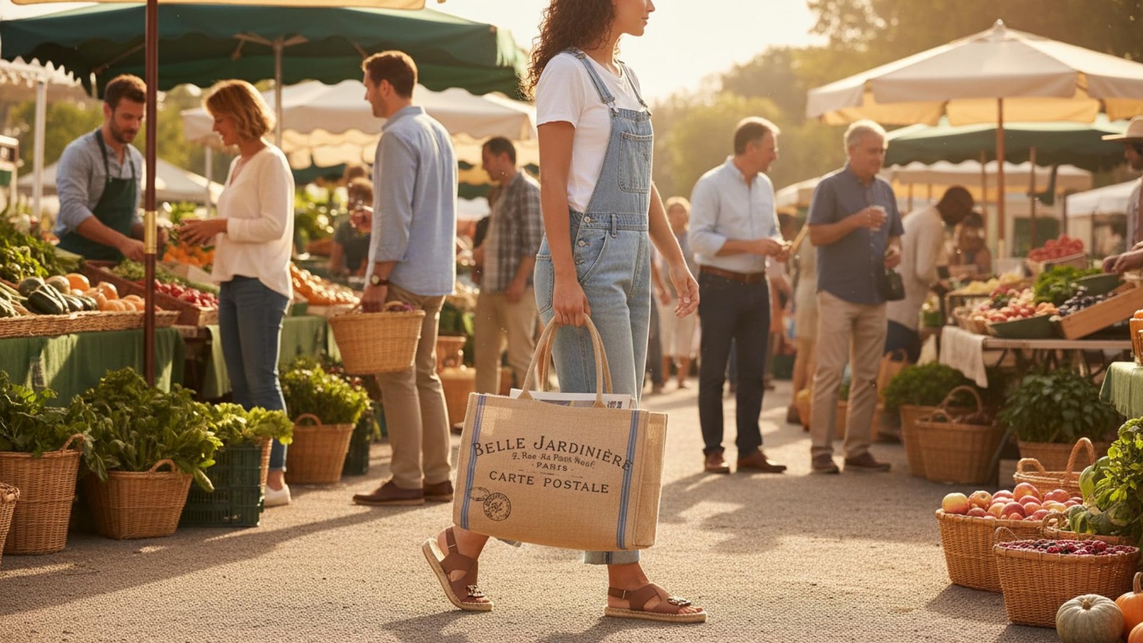 Jute Market Tote Bag with Handles (Bell Jardinere)