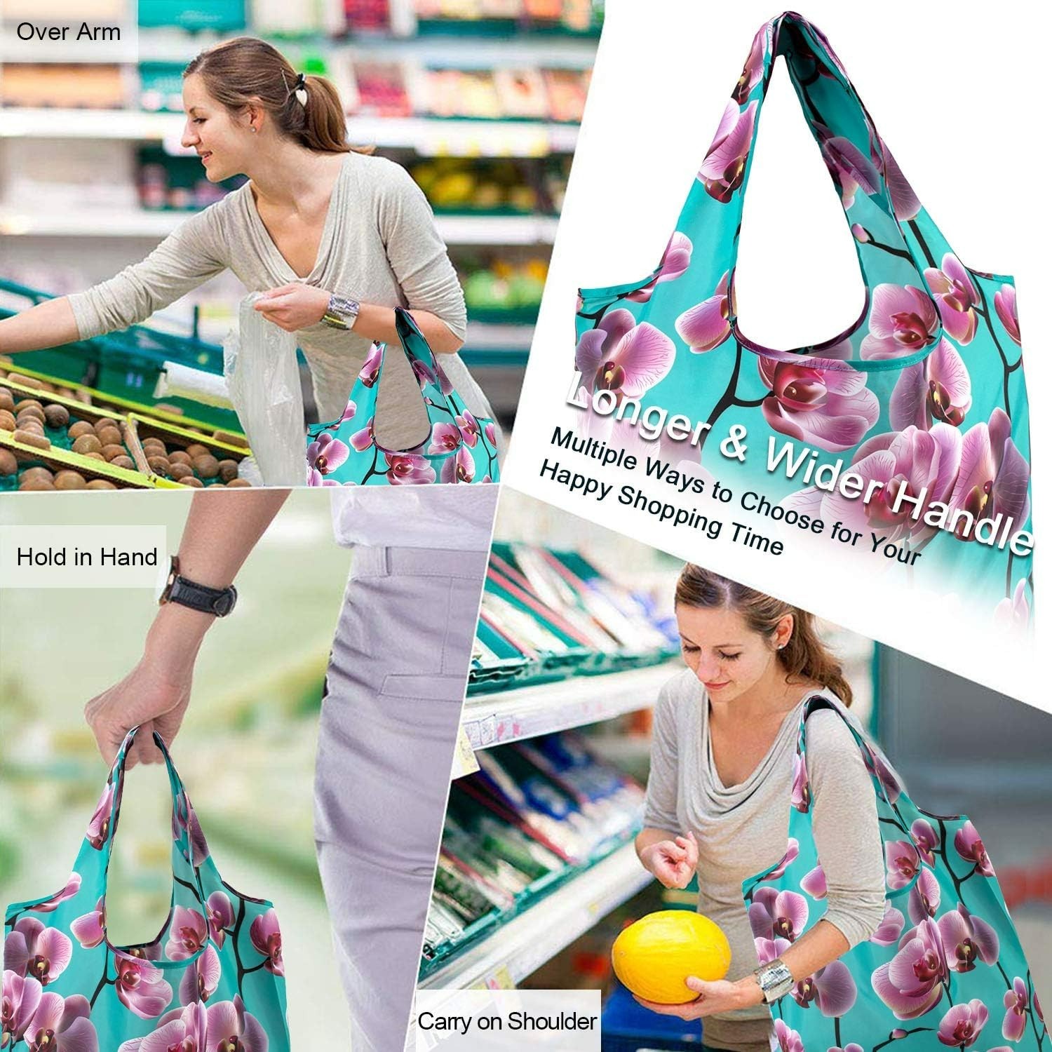 Extra Large 50lbs Floral Tote Bags – Machine Washable & Foldable for Convenience